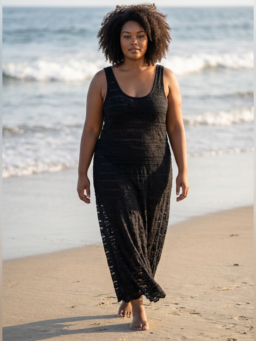Black Lace Maxi Cover-Up By Forever (Dm)